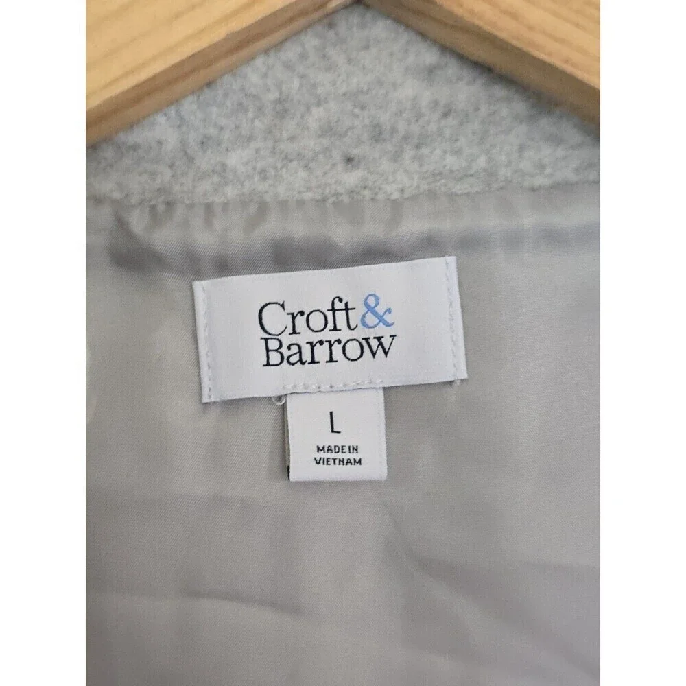 Croft & Barrow Gray Quilted Fleece Vest Women’s L Full Zip Puffer Casual Layerin - Picture 10 of 13